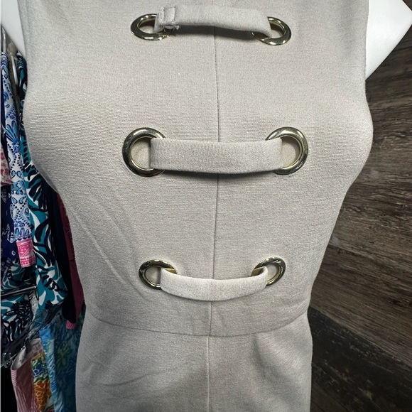 Carmen Marc Valvo Cream Sheath Mini Dress Cap Sleeves - Picture 3 of 14